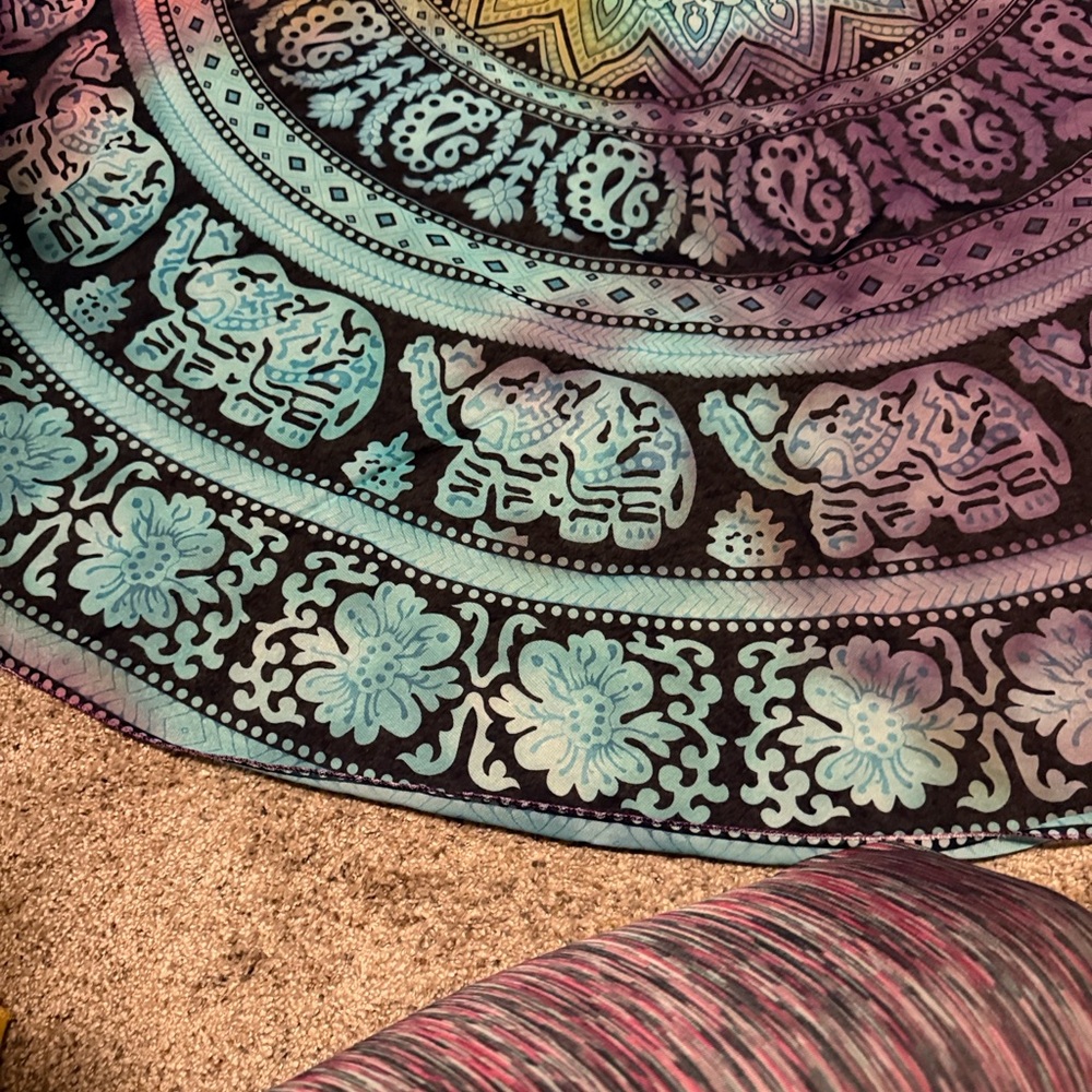 Multicolor Mandala Tapestry Boho beach chiffon mat round 150cm multicolor - Picture 4 of 5